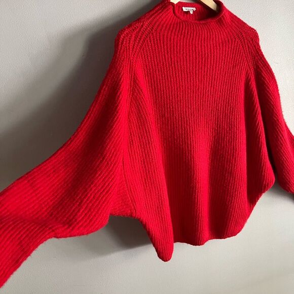 Jodifl Red Ribbed Knit Sweater L Oversized Slouchy Pullover Cozy Chunky Knitwear - Picture 4 of 8